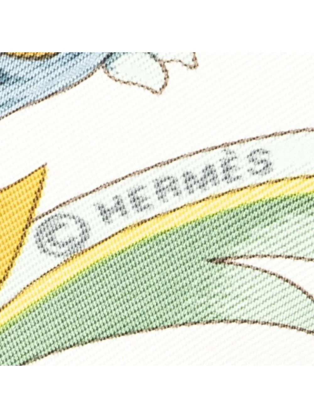★SOLD★ Hermes Scarf Beige Gold Green 100% Jacquard Silk - Picture 4 of 5